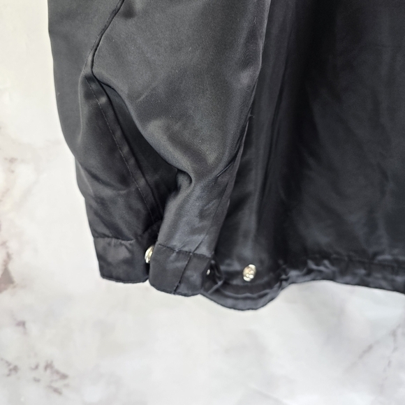 Vintage Levis Jacket Mens Large Black Silver Tab Trucker 90s Fleece Lined Zip - Picture 11 of 13